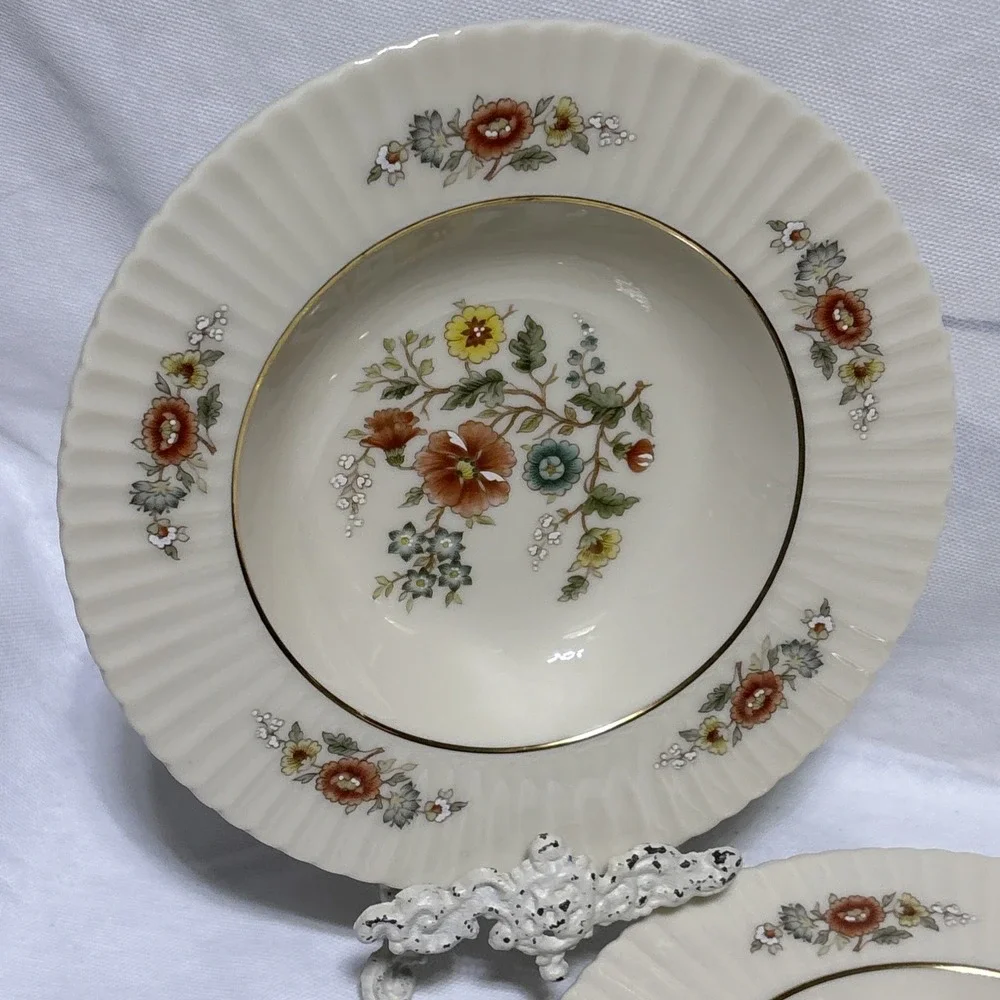 LENOX CHINA TEMPLE BLOSSOM RIMMED SOUP BOWL SET OF 2